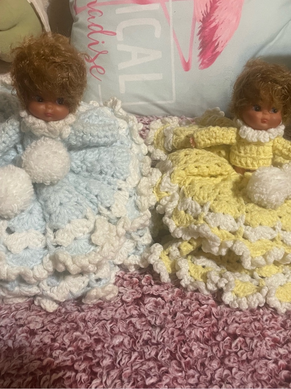 Handmade Crochet Doll Set - Blue and Yellow Dolls